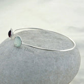 Aqua Chalcedony and Pink Quartz Gemstone Cuff Bracelet- 925 Sterling Silver Bangle Jewelry-Bangle Bracelet-Delicate Bracelet-Christmas Gift